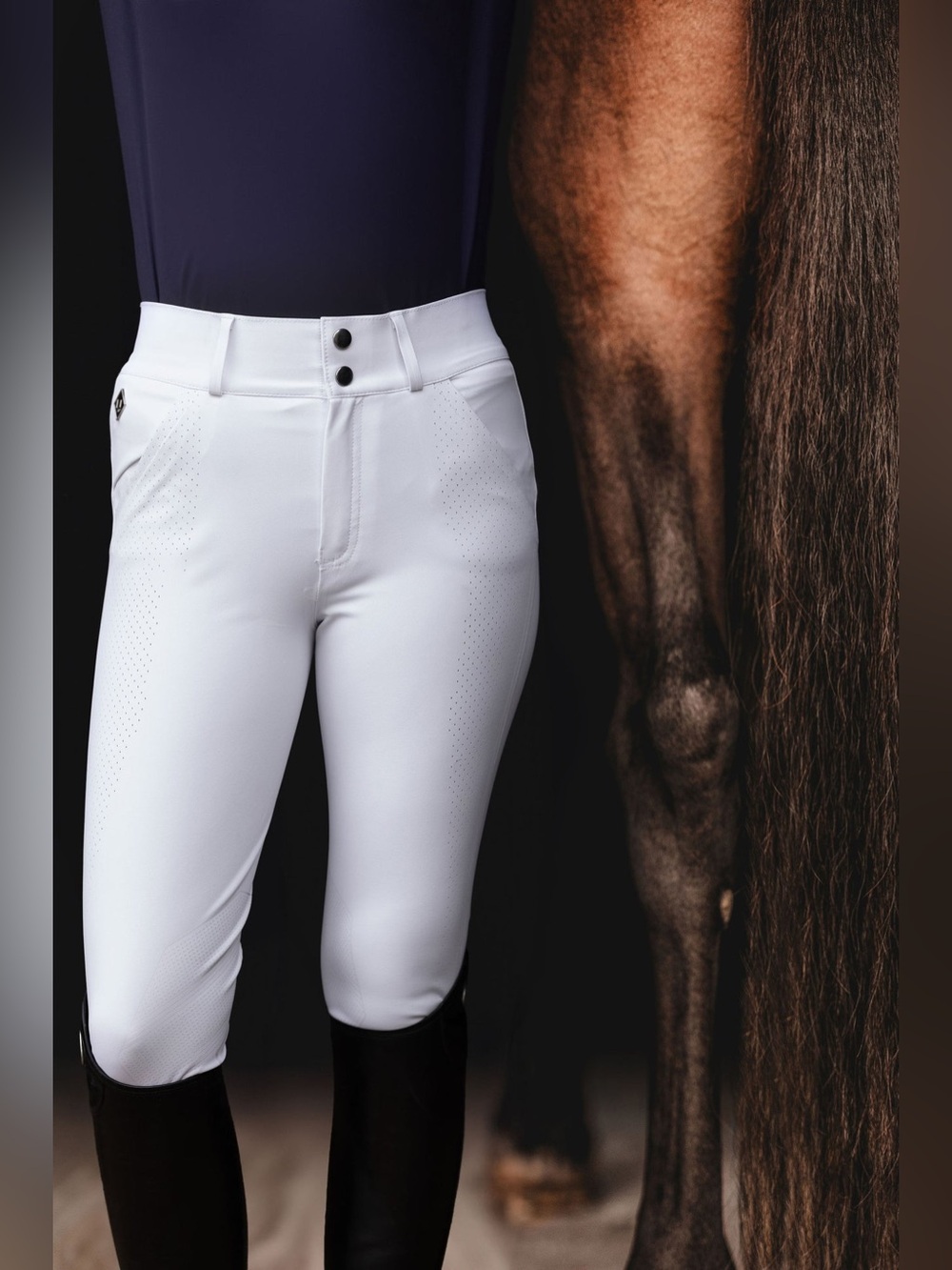 70 Degrees Air Flow Breeches with Silicone Knee Patch - Show White Size 29